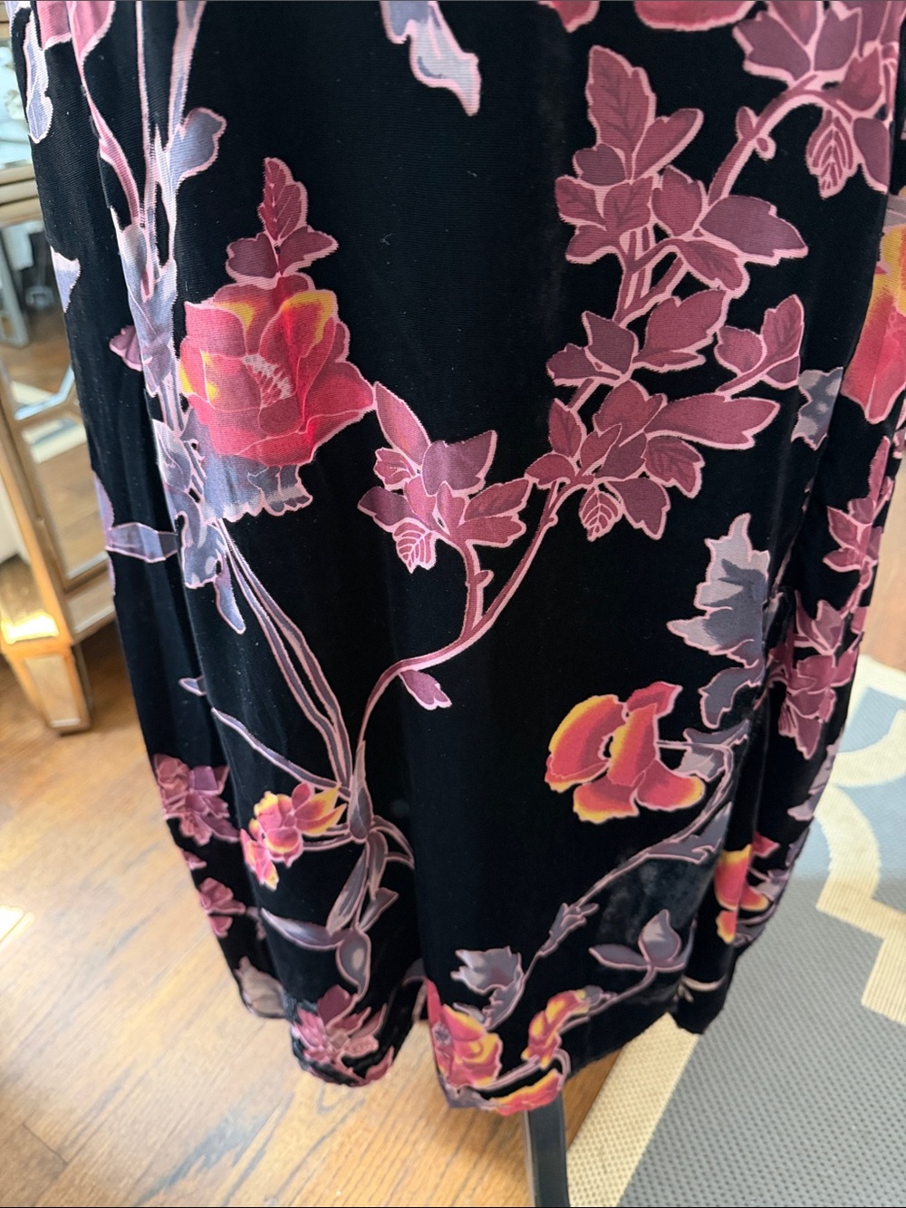 Rachel Zoe Floral Velvet Slip Dress - Black, Pink & Rust ❤️ 8 - Picture 8 of 8